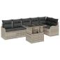 Preview: 7-teiliges Garten Sofa Set mit Kissen Hellgrau Poly Rattan