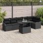 Preview: ARDEBO.de - 7-teiliges Garten Sofa Set mit Kissen Schwarz Poly Rattan