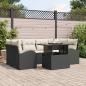 Preview: ARDEBO.de - 7-teiliges Garten Sofaset mit Kissen Schwarz Poly Rattan