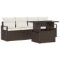 Preview: ARDEBO.de - 5-teiliges Garten Sofa Set mit Kissen Braun Poly Rattan