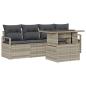 Preview: 5-teiliges Garten-Sofa-Set mit Kissen Hellgrau Poly-Rattan