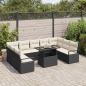 Preview: 10-teiliges Garten-Sofa-Set mit Kissen Schwarz Poly Rattan