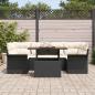 Preview: ARDEBO.de - 7-teiliges Garten Sofa Set mit Kissen Schwarz Poly Rattan