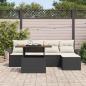 Preview: 6-teiliges Garten Sofa Set mit Kissen Schwarz Poly Rattan