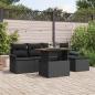 Preview: ARDEBO.de - 6-teiliges Garten-Sofa-Set mit Kissen Schwarz Poly Rattan