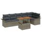 Preview: ARDEBO.de - 7-teiliges Garten-Sofa-Set mit Kissen Grau Poly-Rattan