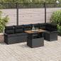 Preview: ARDEBO.de - 7-teiliges Garten-Sofa-Set mit Kissen Schwarz Poly Rattan
