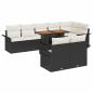 Preview: ARDEBO.de - 9-teiliges Garten-Sofa-Set mit Kissen Schwarz Poly-Rattan