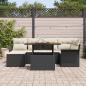 Preview: 7-teiliges Garten-Sofa-Set mit Kissen in Schwarz aus Poly Rattan