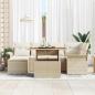 Preview: 7-teiliges Garten-Sofa-Set mit Kissen Beige Poly Rattan