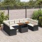 Preview: 10-teiliges Garten Sofa Set mit Kissen Schwarz Poly Rattan