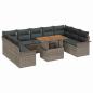 Preview: 10-teiliges Garten-Sofa-Set mit Kissen Grau Poly-Rattan