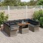 Preview: 10-teiliges Garten-Sofa-Set mit Kissen Grau Poly-Rattan