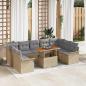 Preview: ARDEBO.de - 10-teiliges Garten-Sofa-Set mit Kissen Beiges Poly-Rattan