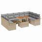 Preview: 10-teiliges Garten-Sofa-Set mit Kissen Beiges Poly-Rattan