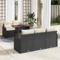 Preview: ARDEBO.de - 6-teiliges Garten Sofa Set mit Kissen Schwarz Poly Rattan