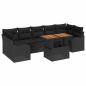 Preview: 8-teiliges Garten Sofa Set mit Kissen Schwarz Poly Rattan