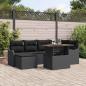 Preview: ARDEBO.de - 7-teiliges Garten Sofa Set mit Kissen Schwarz Poly Rattan