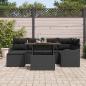 Preview: 7-teiliges Garten Sofa Set mit Kissen Schwarz Poly Rattan