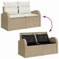 Preview: 7-teiliges Garten-Sofa-Set mit Kissen Beige Poly Rattan