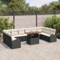Preview: 11-teiliges Garten-Sofa-Set mit Kissen Schwarz Poly-Rattan