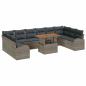 Preview: Garten-Sofa-Set 11 stk. Grau Poly Rattan