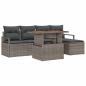 Preview: 6-teiliges Garten-Sofa-Set mit Kissen Grau Poly-Rattan