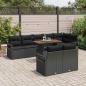 Preview: 9-teiliges Garten Sofa Set mit Kissen schwarzes Poly Rattan