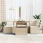 Preview: 7-teiliges Garten Sofa Set mit Kissen Beige Poly Rattan