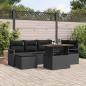 Preview: ARDEBO.de - 7-teiliges Garten-Sofa-Set mit Kissen Schwarzes Poly-Rattan