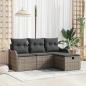 Preview: ARDEBO.de - 4-teiliges Garten Sofa Set mit Kissen Grau Poly-Rattan