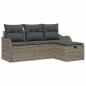 Preview: 4-teiliges Garten Sofa Set mit Kissen Grau Poly-Rattan