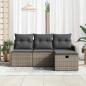 Preview: 4-teiliges Garten Sofa Set mit Kissen Grau Poly-Rattan