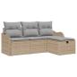 Preview: 4-teiliges Garten-Sofa-Set mit Kissen Beige Poly-Rattan