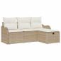 Preview: ARDEBO.de - 4-teiliges Garten-Sofa-Set mit Kissen Beige Poly Rattan