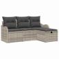 Preview: 4-teilige Garten Sofa Set mit Kissen Hellgrau Poly Rattan