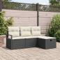Preview: ARDEBO.de - 4-teiliges Garten Sofa Set mit Kissen Schwarz Poly Rattan