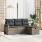 Preview: ARDEBO.de - 4-teiliges Garten Sofa Set mit Kissen Grau Poly Rattan
