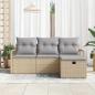 Preview: 4-teilige Garten Sofa Set mit Kissen Beige Poly Rattan