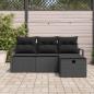 Preview: 4-teiliges Garten Sofa Set mit Kissen Schwarz Poly Rattan