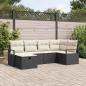 Preview: ARDEBO.de - 6-teiliges Garten Sofa Set mit Kissen schwarzes Poly-Rattan