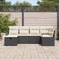 Preview: 6-teiliges Garten Sofa Set mit Kissen schwarzes Poly-Rattan