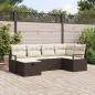 Preview: ARDEBO.de - 6-teiliges Garten Sofa Set mit Kissen Braun Poly Rattan