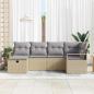 Preview: 6-teiliges Garten-Sofa Set mit Kissen Beige Poly Rattan