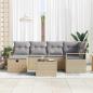 Preview: ARDEBO.de - 7-teiliges Garten Sofa Set mit Kissen Beige Poly Rattan