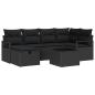 Preview: 7-teiliges Garten Sofa Set mit Kissen Schwarz Poly Rattan