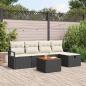 Preview: ARDEBO.de - 6-teiliges Garten Sofa Set mit Kissen Schwarz Poly Rattan
