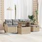 Preview: ARDEBO.de - 6-teiliges Garten Sofa Set mit Kissen Beige Poly Rattan