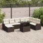 Preview: ARDEBO.de - 9-teiliges Garten-Sofa-Set mit Kissen Braun Poly-Rattan