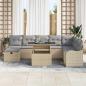 Preview: 9-teiliges Garten-Sofa-Set mit Kissen Beige Poly Rattan